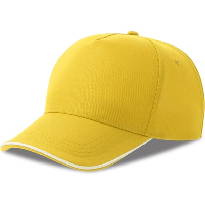 Atlantis Headwear Recy Five Piping 5 panelová sandwich COT33028279799-yellow/whit Žlutá/bílá