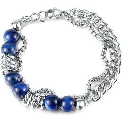 Impress Jewelry Dvojitý náramek z nerezové oceli Tigrie Oko Stříbrný GS1501