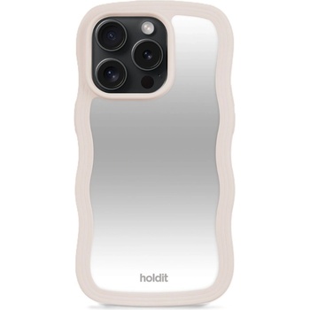 Holdit Гръб Holdit Wavy Case за iPhone 15 Pro - Light Beige/Mirror