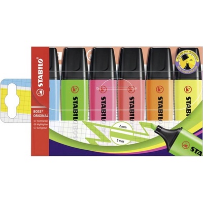 Stabilo 70/6 Boss original N/A červená modrá zelená žltá oranžová ružová 6 ks