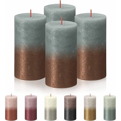 Bolsius Rustic, Vianočná Sunset Eucalyptus Green + Copper 130/68 mm