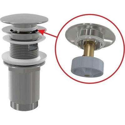 Alcadrain Umyvadlový výtok click/clack 5/4" celokovový s prepadom, veľká zátka A392C