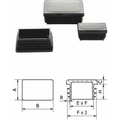 Euroferm Krytka 20x30mm čierna plastová