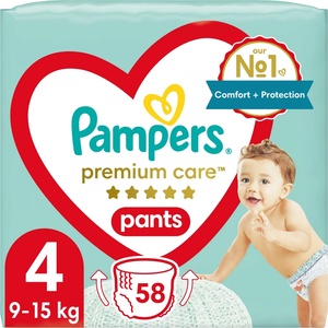 Pampers Бебешки пелени гащи Pampers - Premium Care 4, 58 броя (15104)