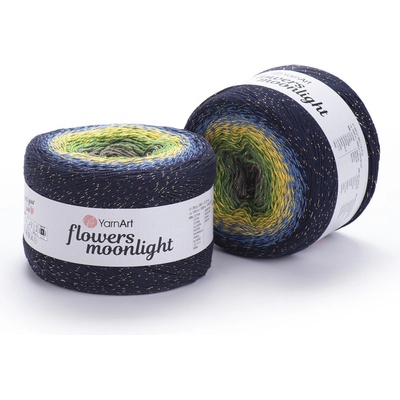 Yarn Art Příze Flowers Moonlight 3250 šedá, zelená, žlutá, modrá, tmavě modrá