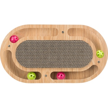 Trixie Škrabací kartón v drevenom ráme s catnipom a hračkami, 45x4x25cm