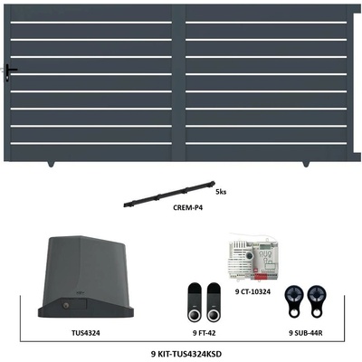 Kovoinox Posuvná hliníková brána 4000 x 1803 mm s pohonem TUS4324KSD