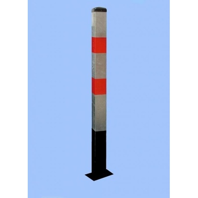 Parkovací sloupek BASIC – ocel, stříbrno-červená, 1050 mm, pevný k zabetonování