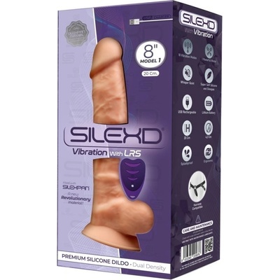 SilexD Model 1 Vibrating Premium Silicone Dual Density Dildo 8" Flesh – Zboží Dáma