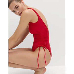 Marks & Spencer Бански костюм с подложка, шнур за събиране и квадратен деколте Marks & Spencer червена Marks & Spencer | Cherven | ЖЕНИ | 12 REG