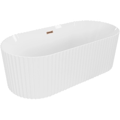 Mexen Paola свободностояща вана оребрена 170 x 80 см, бял гланц, преливник розово злато - 52721708000-60 (52721708000-60)