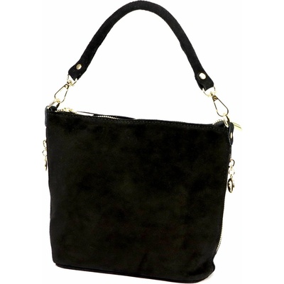 Luka dámska malá zamatová crossbody kabelka čierna na rameno 24-072 GOLD