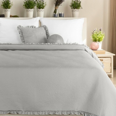 Takoy Strieborný Prehoz prešívaný metódou hot press s ozdobným volýnom 170x210 cm FALBANKA Design 91-HF-484527 | 170 x 210 cm