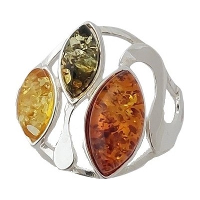 ibeauty Jantarový prsten moderní tříbarevný II. J 139R P