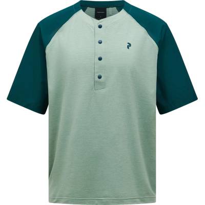Peak Performance Мъжка фланелка с къс ръкав за колоездене Peak Performance Trail Snap Henley S/S Cycling jersey - Green Valley - размер XXL (056-3871-0215)
