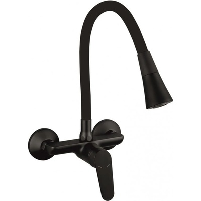 Inter Ceramic СМЕСИТЕЛ ЗА КУХНЯ linni 5108152bg ГЪВКАВ ЧУЧУР СТЕНЕН ЧЕРЕН (icf5108152b 7790)