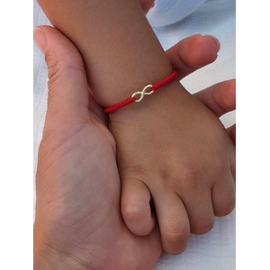 Kathryn' s Bracelets Детска гривна със златна безкрайност и червен конец (БЗГБ)