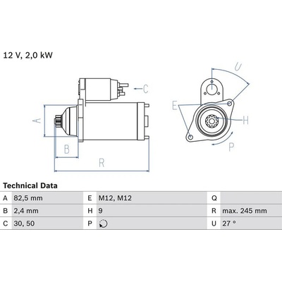 BOSCH 0 986 021 220 Startér (0986021220)