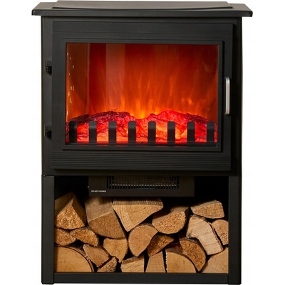Sureflame Marlow 3-Sided Electric Stove with Log Storage in Matte Black