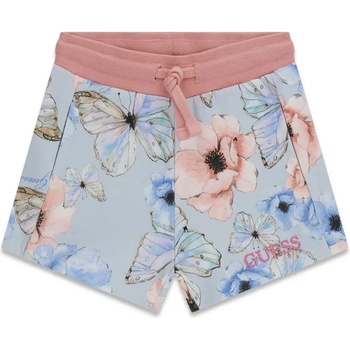 Guess Къси панталони за мини момиче с пеперуди, цветя и розов ластик на талията Guess