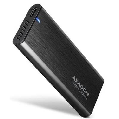 AXAGON EEM2-SB2, USB-C 3.2 Gen 2 - M.2 NVMe & SATA SSD kovový RAW box, bezšroubkový, černý - EEM2-SB2