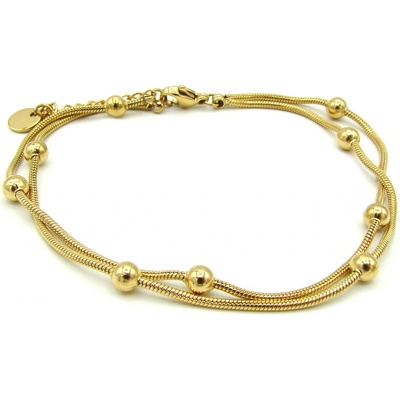 Steel Jewelry náramek DVOJITÝ KULIČKY GOLD Chirurgická ocel NR240235