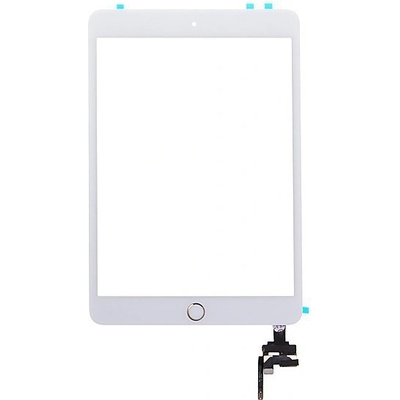 AppleMix Dotykové sklo (dotyková plocha) s konektorom IC a flex s tlačidlom Home pre Apple iPad mini 3 - biele so zlatým tlačidlom - kvalita A+