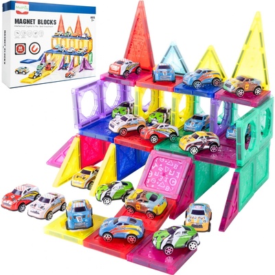Majlo Toys Magnet Blocks 68 + 20 autíček