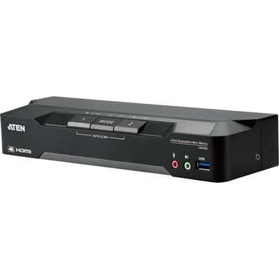 ATEN KVM превключвател, ATEN CM1942, 2-портов, USB, HDMI, DisplayPort, Mini-Matrix Boundless (CM1942-AT-G)