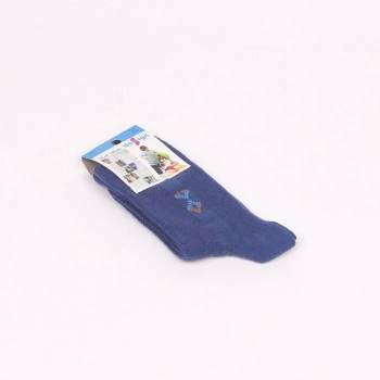 Image 1 of Детски памучни чорапи в син цвят с фигурка и надпис