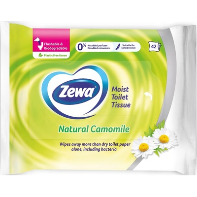 Zewa Влажна тоалетна хартия Zewa - Natural Camomile, 42 броя (66062)