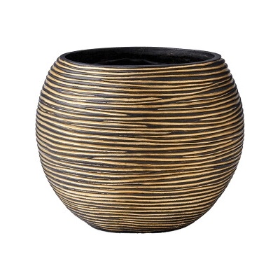 Capi Nature Rib Vase Ball Black Gold 28x25 cm