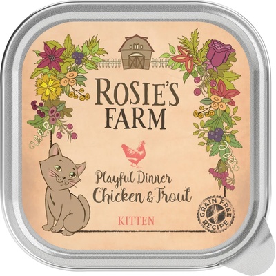 Rosie's Farm 32x100г пиле и пъстърва Kitten Rosie's Farm Adult консерви за котки