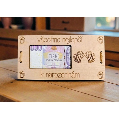 Dekorace z Řečice Dřevěná karta/přání k narozeninám pivo