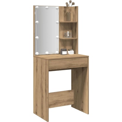 vidaXL Тоалетка с LED, дъб артизан, 60x40x140 см (857000)