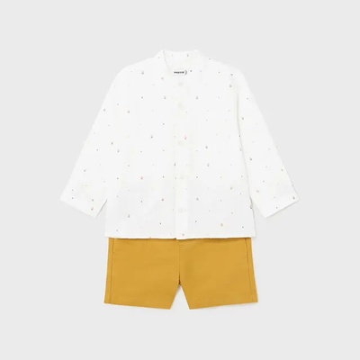 MAYORAL Комплект бермуди охра и риза лен с дълъг ръкав за момче Mayoral
