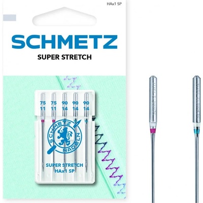 Jehly pro overlocky Schmetz HAx1 SP VTS ​​75-90 SUPER STRETCH