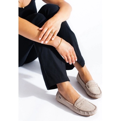 Goodin Výborné béžové dámské mokasíny bez podpatku