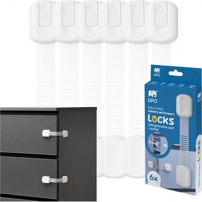 SIPO Dětské pojistky na skříňky s plastovým popruhem 6 ks – Zboží Mobilmania