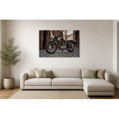 Obraz na plátně – Klasický motocykl v dlážděné ulici 135 × 90 cm