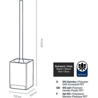 Kela WC sada Cube polyresin černá