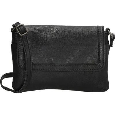 Beagles prošívaná kožená crossbody kabelka „Tanya" Černá