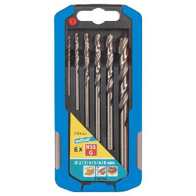 Wolfcraft Sada 6ks HSS vrtáky do kovu brúsené s kruhovou stopkou ř2-8mm 7101000
