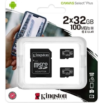 Kingston microSDHC Canvas Select Plus 2x32GB SDCS2/32GB-2P1A