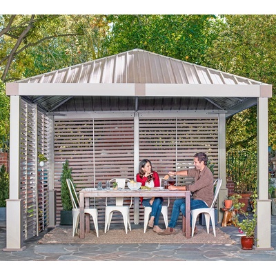 Sojag Nanda 12x12 vrátane bočnej steny 363 x 363 x 313 cm, metalická šampanská