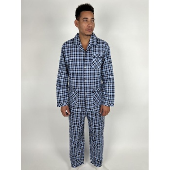 C-Lemon pánské pyžamo dlouhé propínací flanel tm.modré