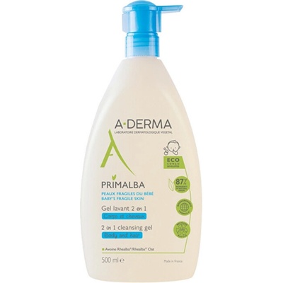 A-Derma Primalba Cleansing Gel 2in1 jemný mycí gel na tělo a vlasy 500 ml