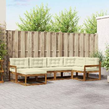 vidaXL Комплект дивани за открито 6 pcs Натурален и Крема (3367813)