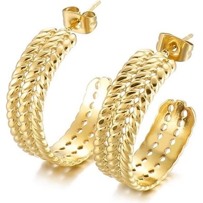 Impress Jewelry ocelové náušnice půlkruhy Vangel Zlaté 97k-cube