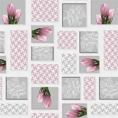 Obrus PVC 3581043, metráž, 20 m x 140 cm, ružové tulipány, IMPOL TRADE